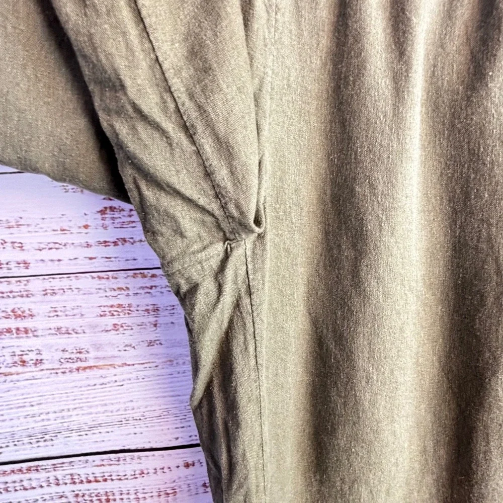 Linen Blend Wide Leg Crop Pants Banana Republic S Olive Green‎ Coastal Earthy